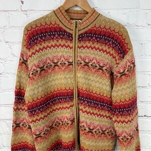 Vintage women’s zippered cardigan sweater size extra large stretchy Cottagecore